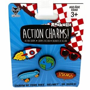 Shoe Charms Pack of 5 — Rocket Earth Sunglasses Skateboard and Hot Dog